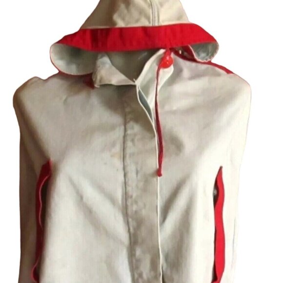 Vintage Cape Jacket Womens Medium 1960's RAW DENIM HOODED Distress Trash - Picture 1 of 7